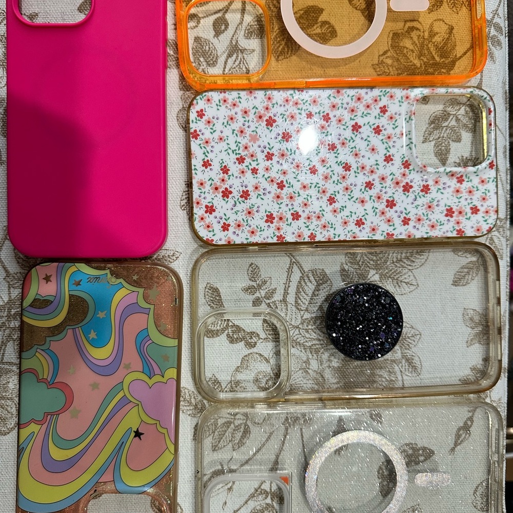 Stylish Phone Case Set - Pink, Orange, Floral, and More
